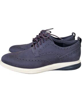 Cole Haan Grand Evolution Navy Blue Leather Wingtip Oxford Brogue Shoes LIKE NEW